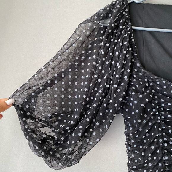 Zara sz M polka-dot mini fitted party‎ summer dress - Picture 4 of 11